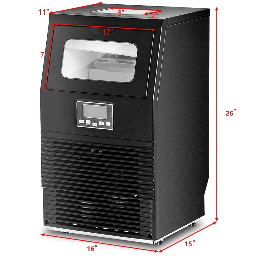 Puremaster Ice Cube Machine, Portable Freestanding Commercial Built-In Stainless Steel Ice Maker w/10 lb Storage Capacity, 66lbs/24h, 0.9"x0.9"x0.9" ice cube for Restaurants, Bars, Homes & Offices, S11506