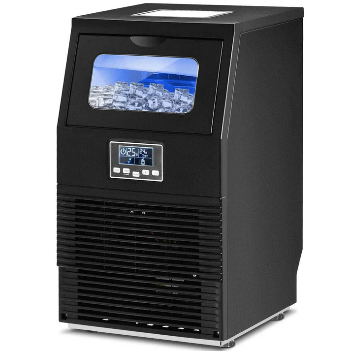 Puremaster Ice Cube Machine, Portable Freestanding Commercial Built-In Stainless Steel Ice Maker w/10 lb Storage Capacity, 66lbs/24h, 0.9"x0.9"x0.9" ice cube for Restaurants, Bars, Homes & Offices, S11506