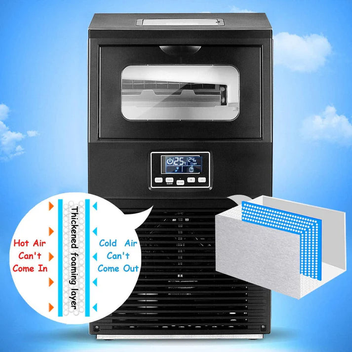 Puremaster Ice Cube Machine, Portable Freestanding Commercial Built-In Stainless Steel Ice Maker w/10 lb Storage Capacity, 66lbs/24h, 0.9"x0.9"x0.9" ice cube for Restaurants, Bars, Homes & Offices, S11506