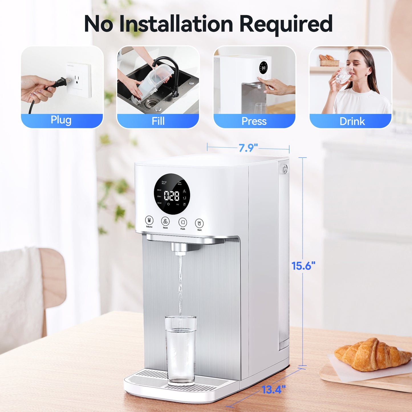 Puremaster 7-Stage Countertop Water Purifier Reverse Osmosis Water Filter System, Portable with Fast Delivery, BPA-Free Purifier for Home