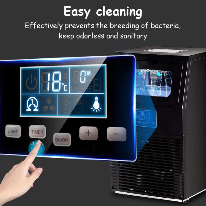Puremaster Ice Cube Machine, Portable Freestanding Commercial Built-In Stainless Steel Ice Maker w/10 lb Storage Capacity, 66lbs/24h, 0.9"x0.9"x0.9" ice cube for Restaurants, Bars, Homes & Offices, S11506